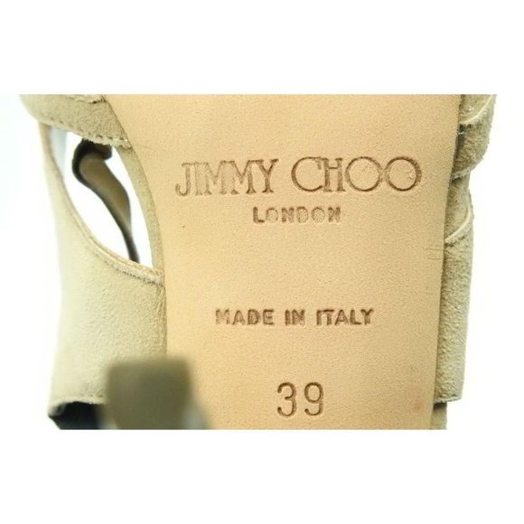 Jimmy Choo Open-Toe Suede Laser Cut Sandal Heels  - Picture 6 of 7